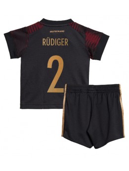 Otroški Nogometna dresi replika Nemčija Antonio Rudiger #2 Gostujoči SP 2022 Kratek rokav (+ hlače)